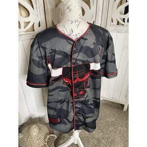 NBA CHICAGO BULLS Basketball Camouflage Button Up Jersey Unisex Size Medium